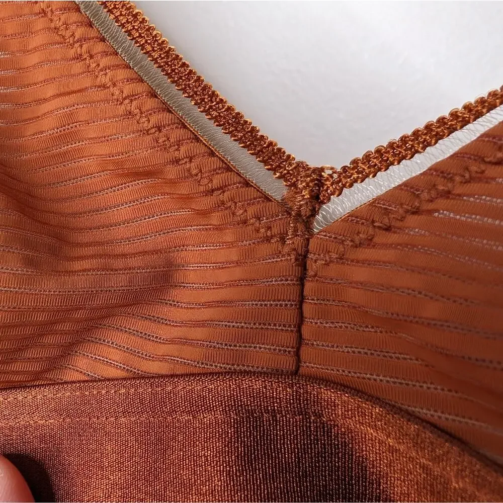 Thirdlove Triangle Wireless Bralette Ginger Shadow Stripe | Size Small